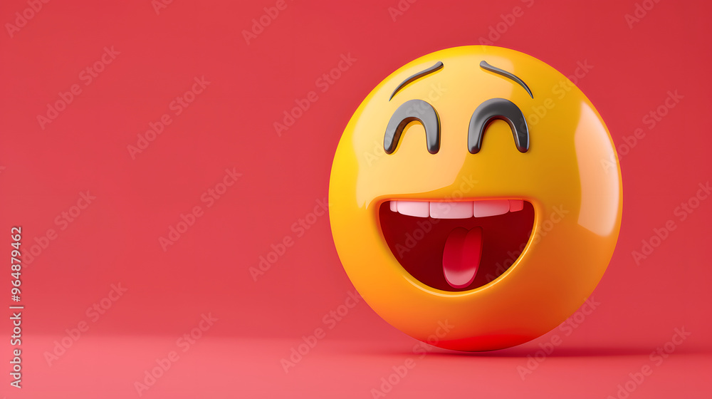 Surprised eyes and mouth emoji expression on red background Surprised eyes and mouth emoji expression on red background
