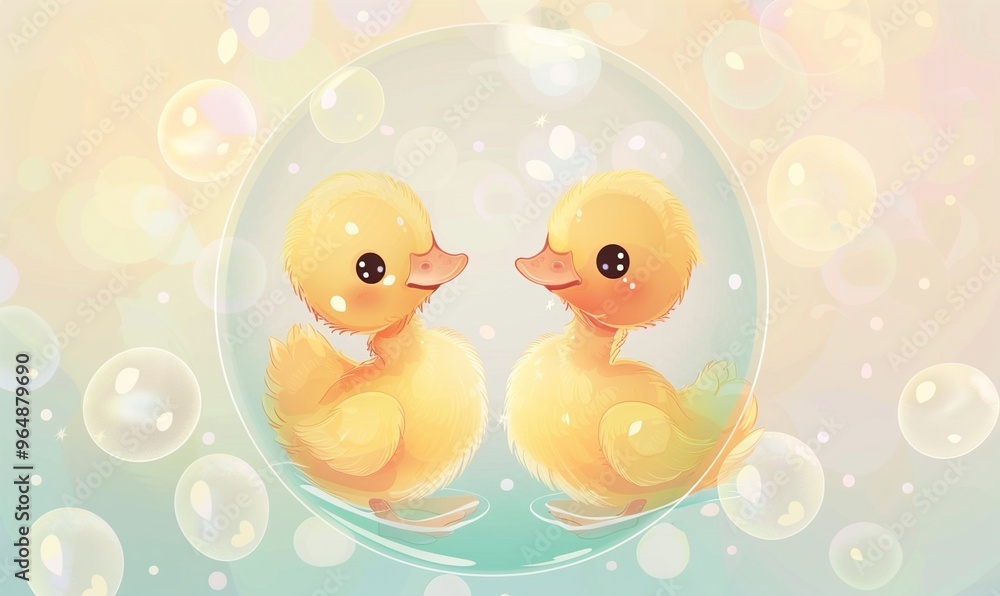 Realistic cartoon avatar of cute yellow duck animal on simple minimalist background Generate AI Realistic cartoon avatar of cute yellow duck animal on simple minimalist background Generate AI