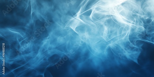 Abstract blue smoke background with white wispy streaks