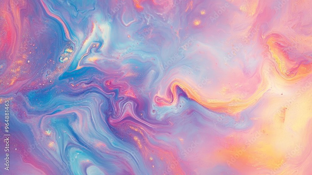 Fototapeta premium Iridescent fluid art marbling paint texture. Iridescent marbling background