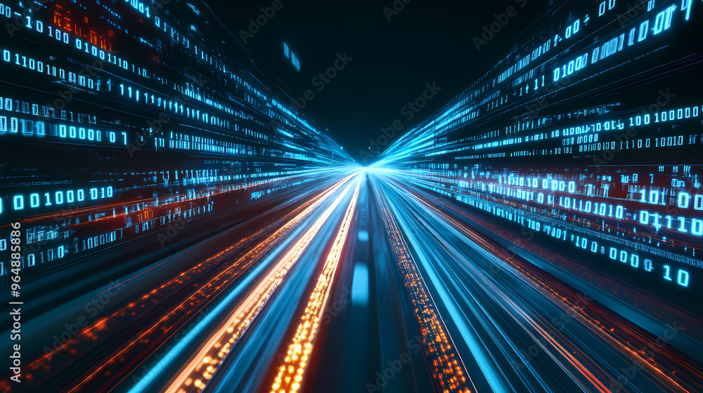 Futuristic tech tunnel with data flow Futuristic tech tunnel with data flow