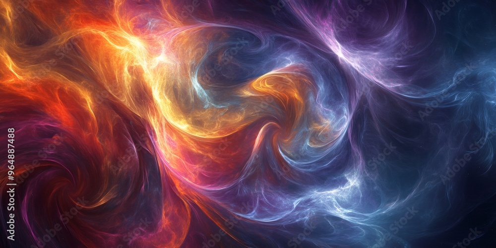 Abstract background of swirling red, orange, blue and purple energy. Abstract background of swirling red, orange, blue and purple energy.
