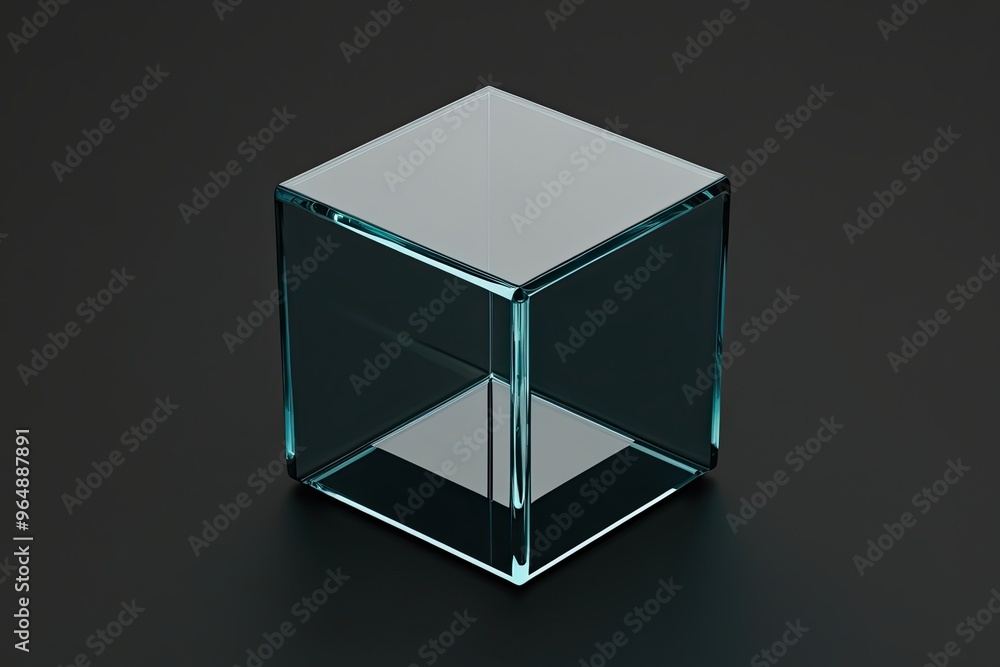 Abstract 3D Render of a Glass Cube on a Black Background Abstract 3D Render of a Glass Cube on a Black Background