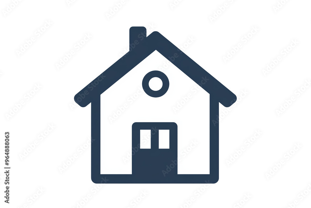 A simple, minimalist house icon featuring a clean, blue silhouette. A simple, minimalist house icon featuring a clean, blue silhouette.