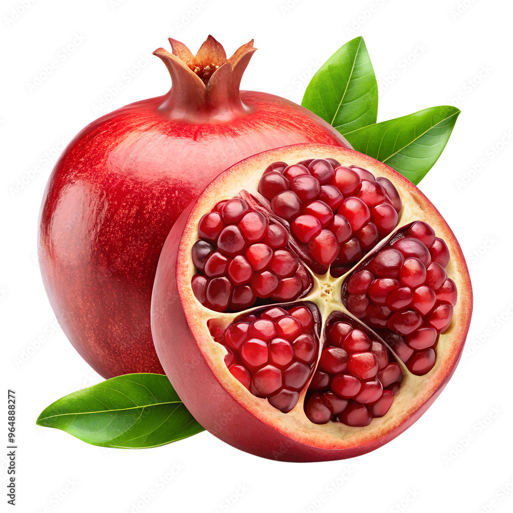 pomegranate with leaves isolated on transparent background png pomegranate with leaves isolated on transparent background png