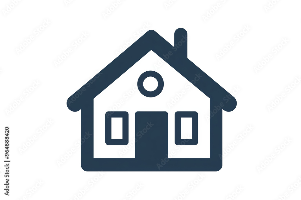 A simple, minimalist house icon featuring a clean, blue silhouette. A simple, minimalist house icon featuring a clean, blue silhouette.