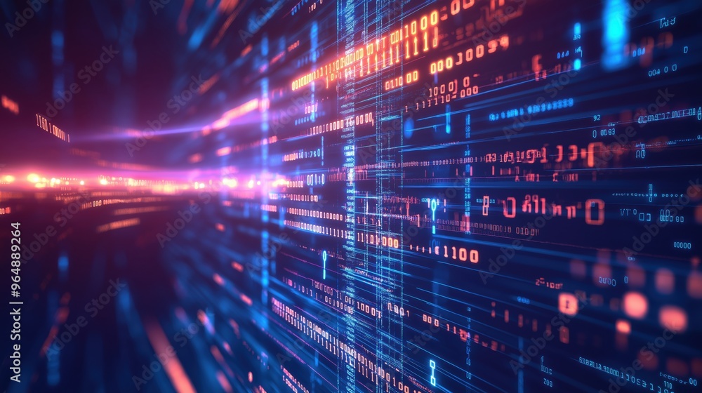 Abstract binary data streams in vibrant colors Abstract binary data streams in vibrant colors