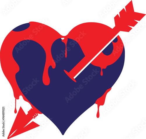 Heart bleeding icon with vector arrow