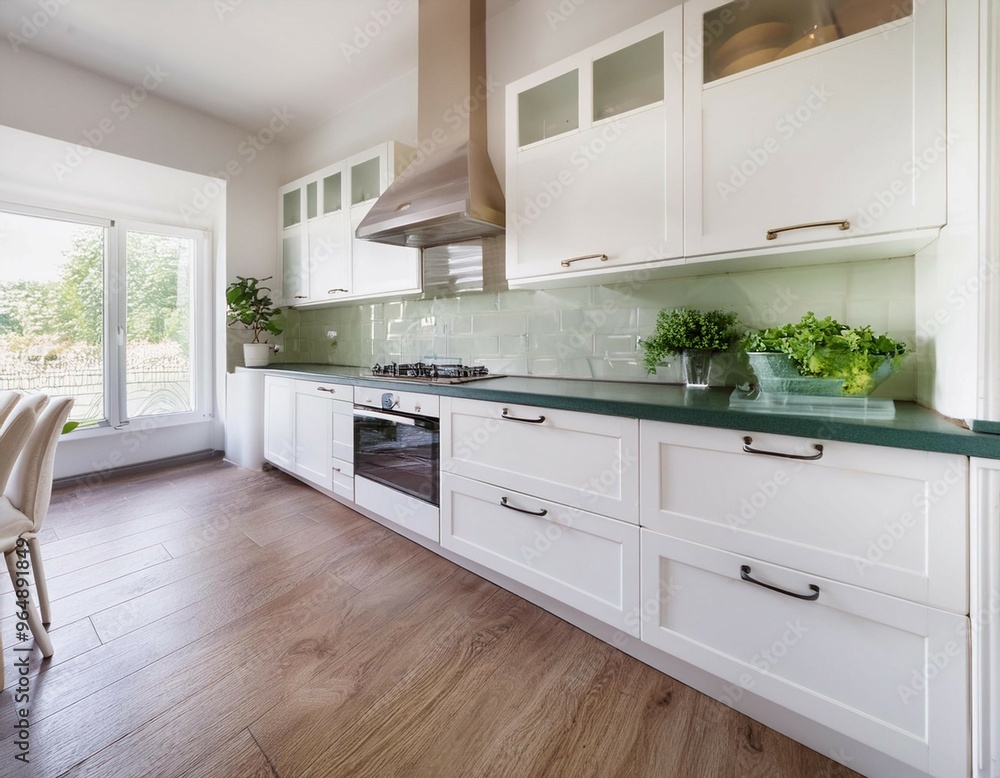 Bright and Modern Kitchen With White Cabinets and Natural Light During Daytime Bright and Modern Kitchen With White Cabinets and Natural Light During Daytime
