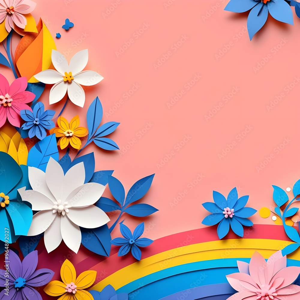 Paper Flowers Rainbow Background Paper Flowers Rainbow Background