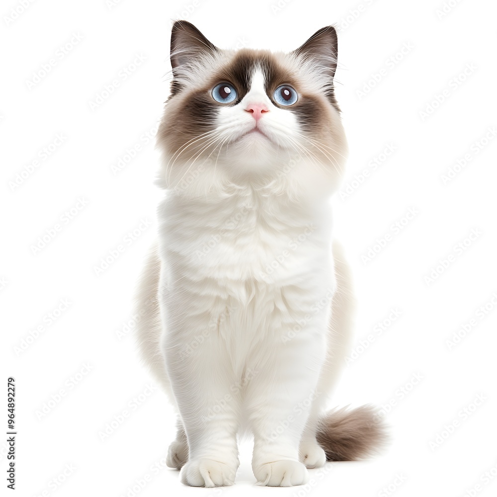 Adorable cat in a funny stance, shown against a clear background Adorable cat in a funny stance, shown against a clear background