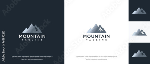 Mountain peak logo design illustration. outdoor adventure icon.