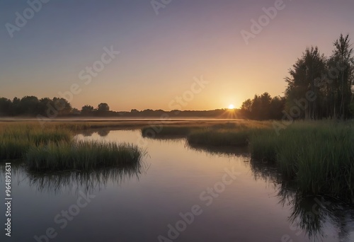 Serene Sunset Over Coastal Marshland