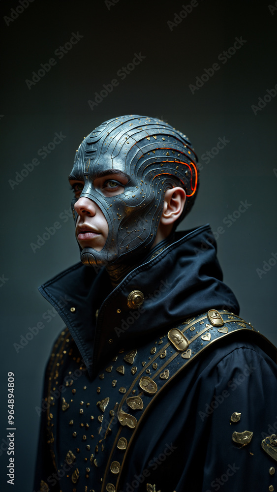 Fototapeta premium future mask organic dark face portrait fashion