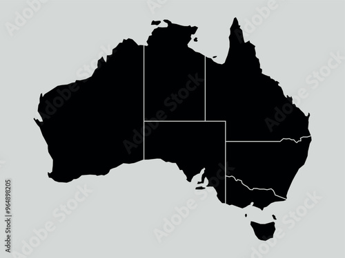 australia map with regions isolated on white background. Map of australia. Vector illustration