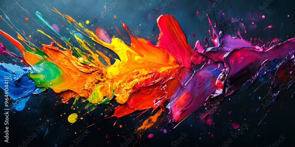 Abstract colorful paint streaks on a dark background. Abstract colorful paint streaks on a dark background.