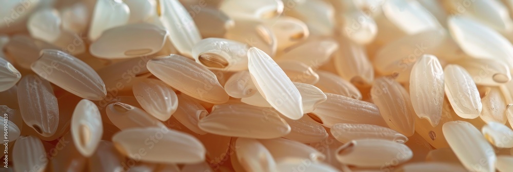 Loose scattering of raw rice grains Loose scattering of raw rice grains