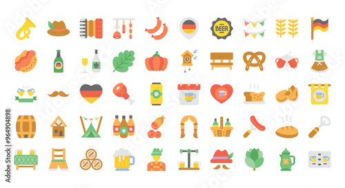 Oktoberfest icons set ,flat style.Vector illustration
