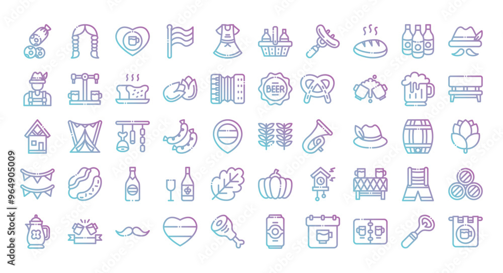 Oktoberfest icons set ,gradient outline style.Vector illustration Oktoberfest icons set ,gradient outline style.Vector illustration