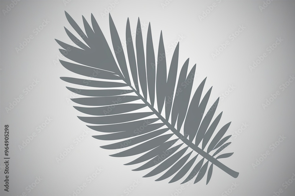 Fototapeta premium Palm Leaf Art Silhouette in Light Grey for Spring Summer Product Visualization with Artistic Touch