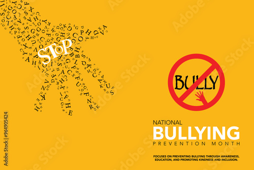 National bullying prevention month is observed every year in october. October is national bully awareness month. Vector template for banner, greeting card, poster with background. Vector illustration.