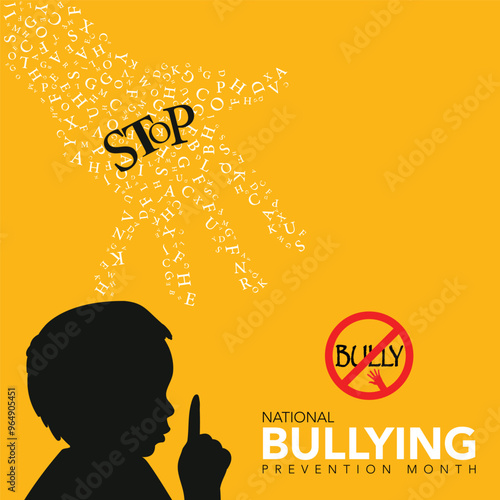 National bullying prevention month is observed every year in october. October is national bully awareness month. Vector template for banner, greeting card, poster with background. Vector illustration.