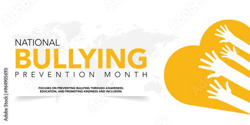 National bullying prevention month is observed every year in october. October is national bully awareness month. Vector template for banner, greeting card, poster with background. Vector illustration.