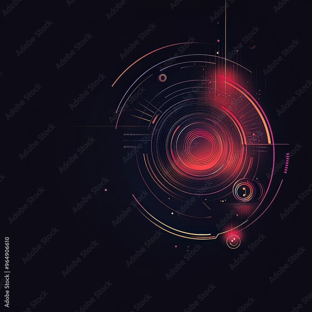 Futuristic digital art with abstract neon light patterns on dark background. Futuristic digital art with abstract neon light patterns on dark background.