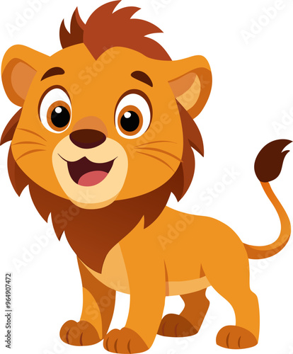 Cute lion cartoon, african savannah animal