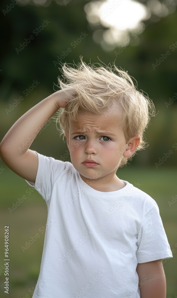 Bewildered child: confusion and wonder as a young mind tries to make sense of the world, innocence and vulnerability of childhood with wide eyes and a curious expression. Bewildered child: confusion and wonder as a young mind tries to make sense of the world, innocence and vulnerability of childhood with wide eyes and a curious expression.