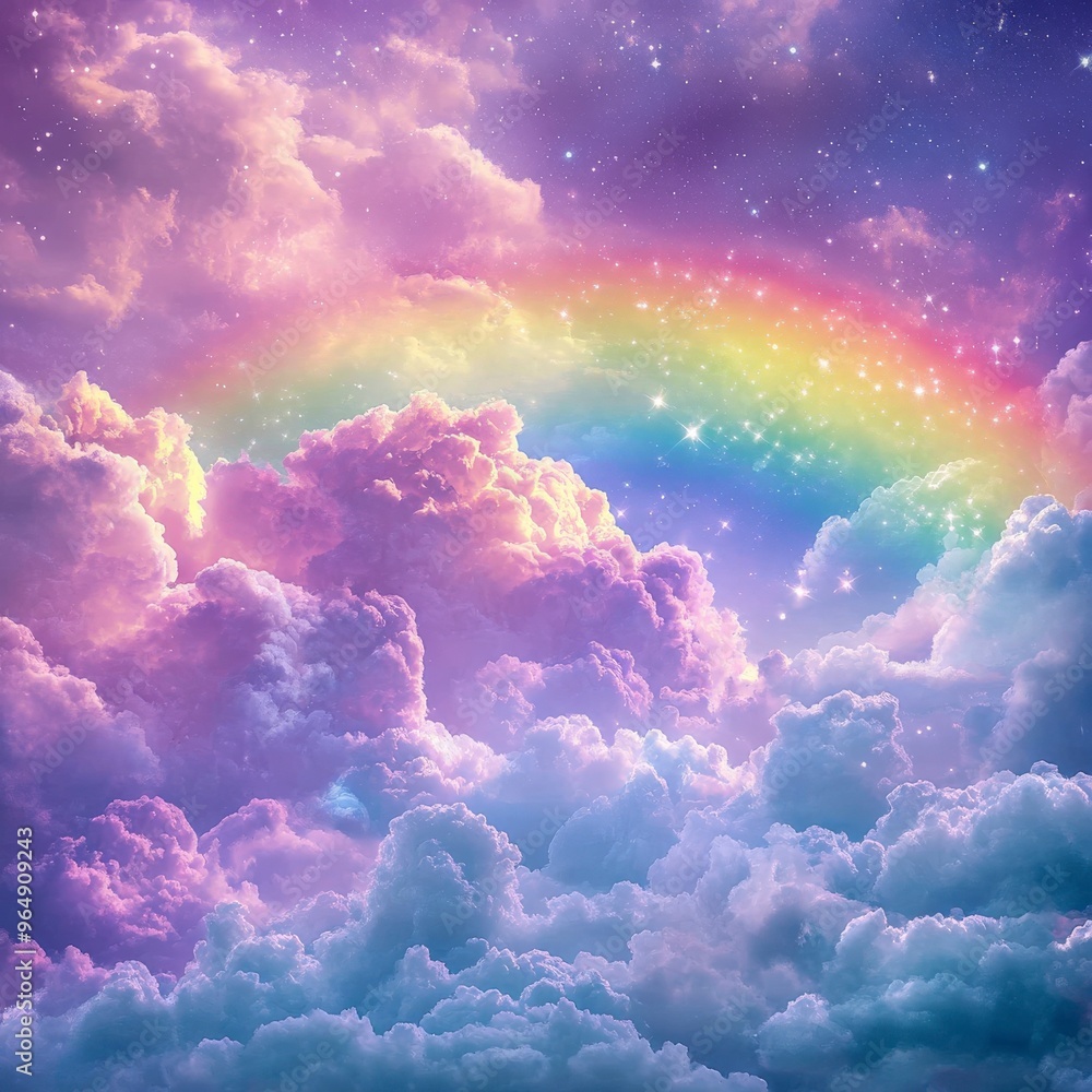Dreamy Sky with Rainbow and Pastel Clouds Dreamy Sky with Rainbow and Pastel Clouds