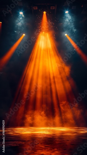 Empty auditorium with a spotlight glowing on a quiet stage wallpaper photo