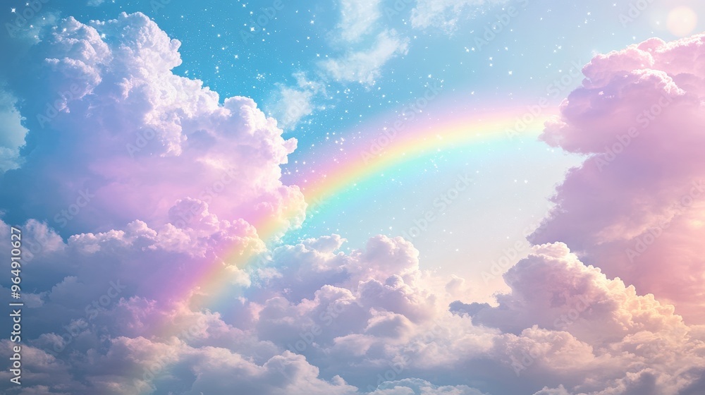 Dreamy Sky with Rainbow and Pastel Clouds Dreamy Sky with Rainbow and Pastel Clouds