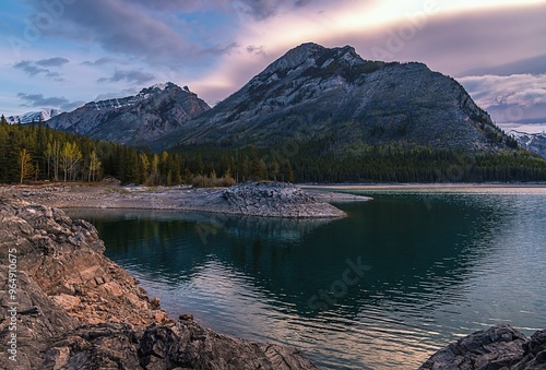 Cloudy Sunrise At Lake Minnewanka photo