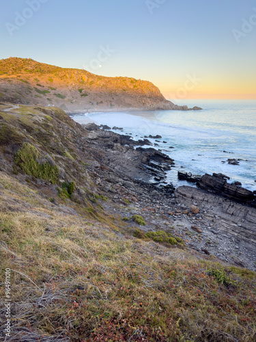 Moonrise above Rosetta Head or The Bluff in Victor Harbor on the Fleurieu Peninsula in South Australia photo