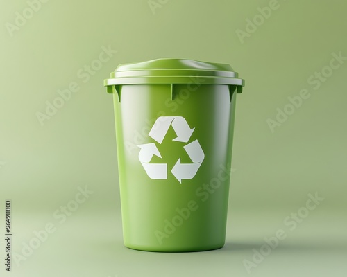 Green Recycling Bin with White Symbol