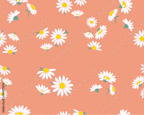 Camomile icon set. White daisy chamomile. Growing concept. Love card symbol. Flat design. Green background. Isolated. seamless repeating