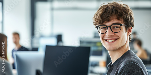  Webentwickler an seinem Arbeitsplatz