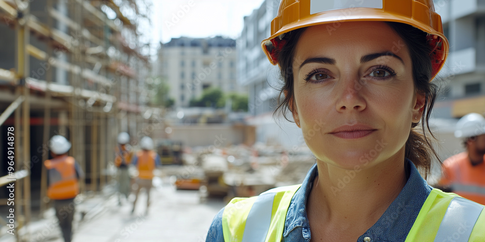 Bauingenieurin auf städtischer Baustelle Bauingenieurin auf städtischer Baustelle