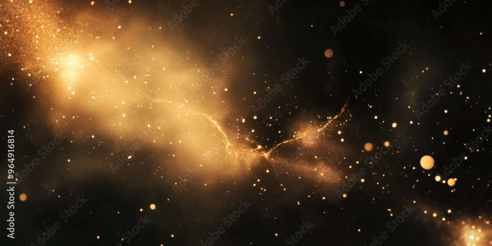 Abstract gold and black background with sparkling lights and bokeh effect. Abstract gold and black background with sparkling lights and bokeh effect.