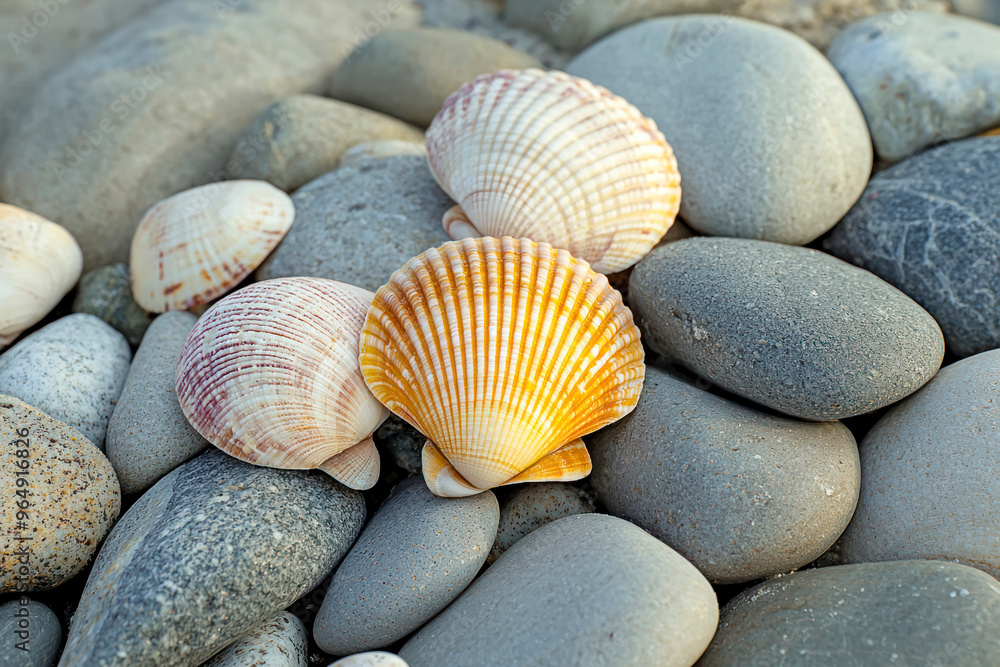 Photo of shells attached to beach rocks. Photo of shells attached to beach rocks.