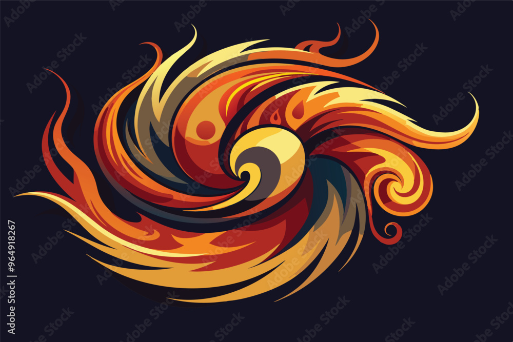 A swirling flame design in warm colors, resembling a fire element, perfect for artistic projects and symbolic representations of energy and transformation A swirling flame design in warm colors, resembling a fire element, perfect for artistic projects and symbolic representations of energy and transformation