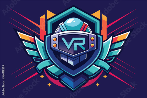 Stylized emblem featuring a blue and silver hexagonal badge with wings, representing achievement and victory in a competitive gaming environment