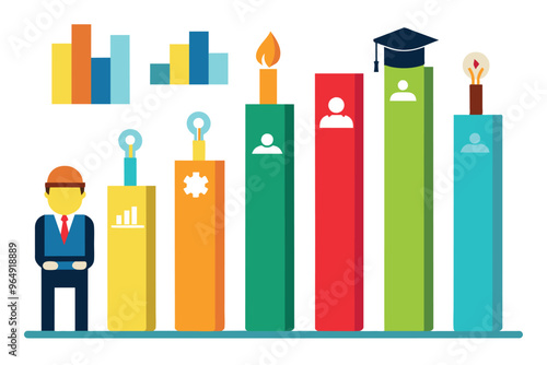 Colorful bar graph displaying various performance metrics across different categories, highlighting achievements and progress in a professional setting