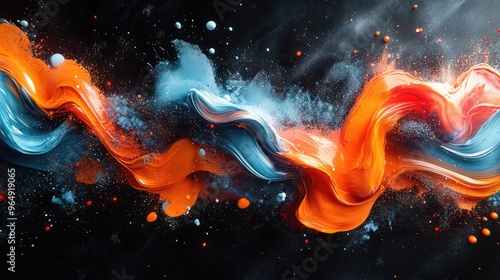 Abstract Art: Blue and Orange Waves photo