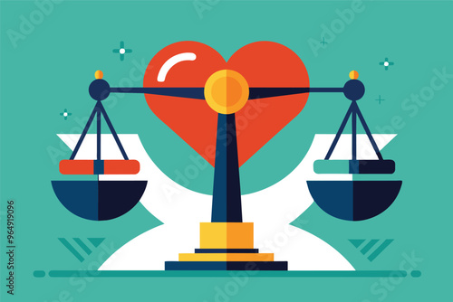 A balanced scale representing justice with vibrant background elements illustrating the themes of equality and fairness in a modern design aesthetic