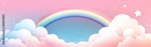 Dreamy Sky with Rainbow and Pastel Clouds