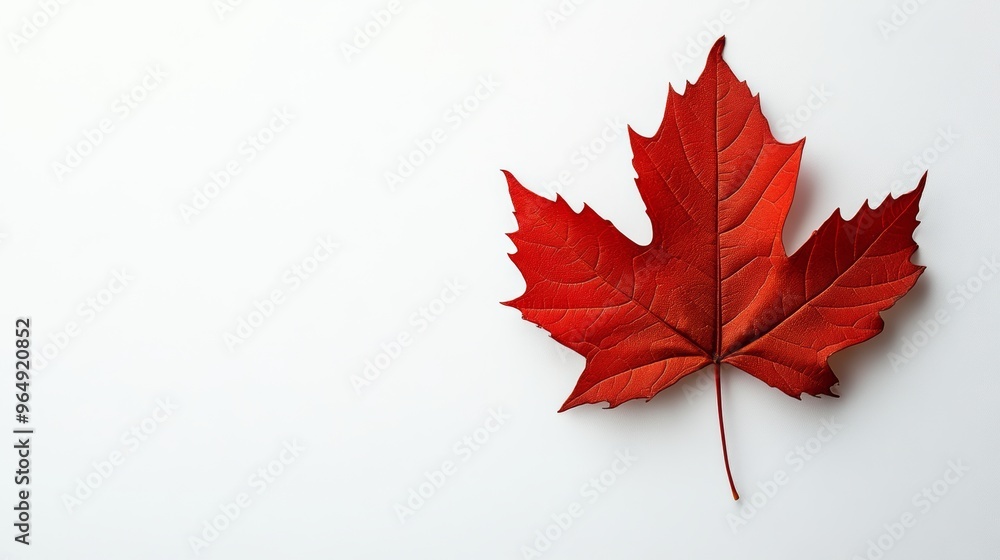 Red maple leaf on white background, minimalistic nature concept Red maple leaf on white background, minimalistic nature concept