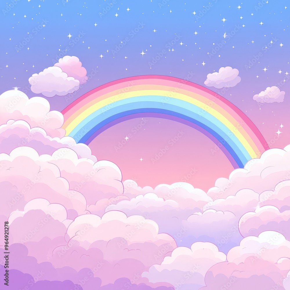 Dreamy Sky with Rainbow and Pastel Clouds Dreamy Sky with Rainbow and Pastel Clouds