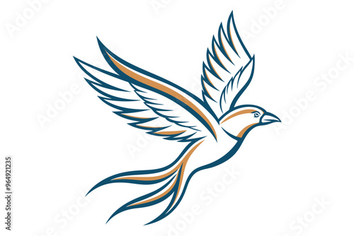 A stylized bird with outstretched wings in a minimalist design, soaring against a plain background, capturing a sense of freedom and gracefulness